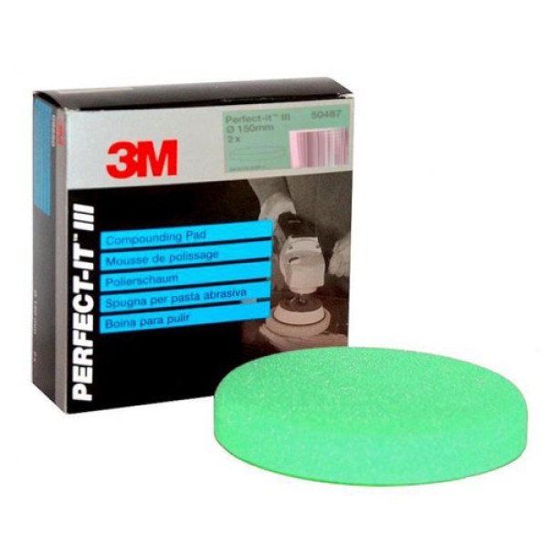 3M Perfect-It III Compounding Pad Green, polersvamp, grön, 150 mm