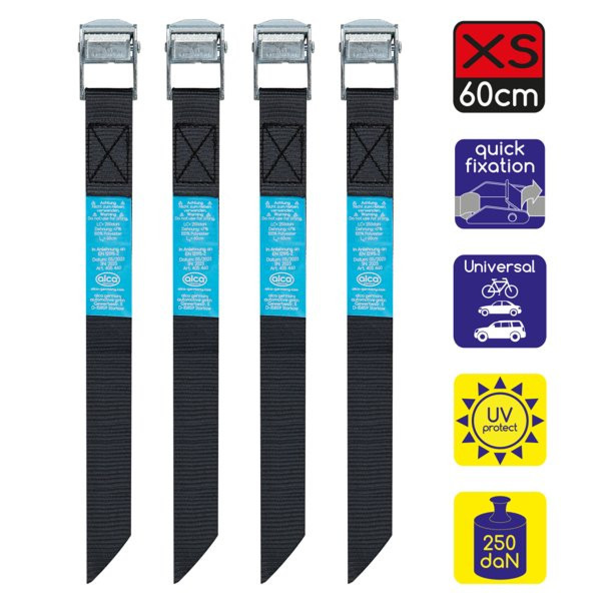 ALCA fästremmar 4x60cm, med snabbspänne 