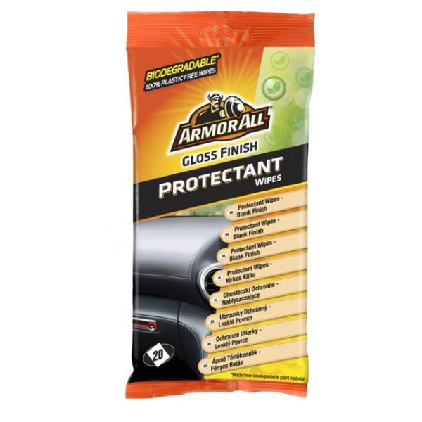 ARMORALL Dash gloss flow wipes, Våtservetter för plast, vinyl med glans, 20 st