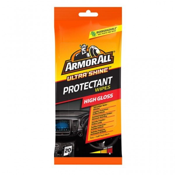 ARMORALL Dash gloss flow wipes, Våtservetter för plast, vinyl med glans, 20 st