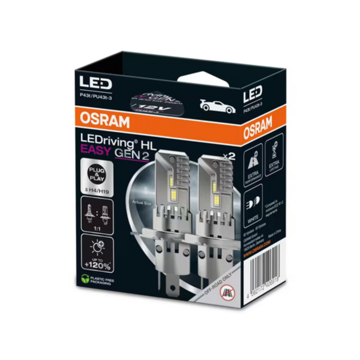 OSRAM Billampor LEDriving HL EASY GEN2 H4/H19, 2 st