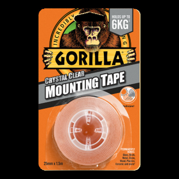 Gorilla Mounting Tape, dubbelhäftande tejp, 1,5m x 25mm