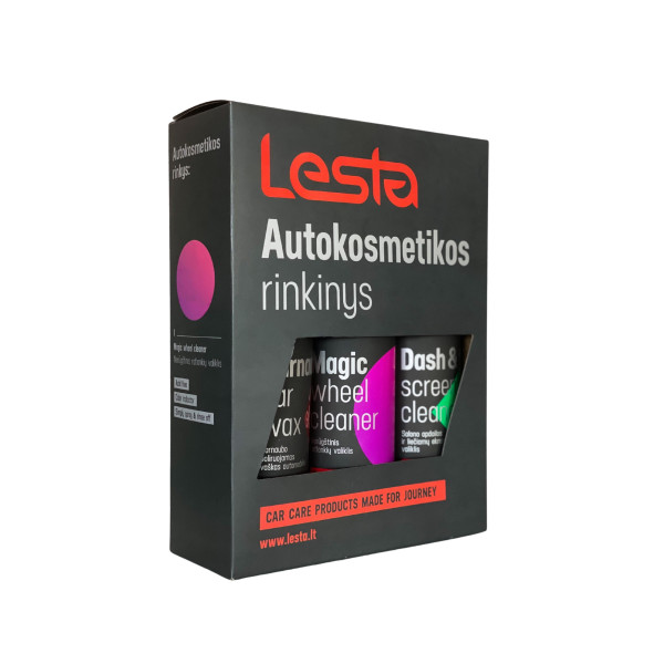 LESTA Kit: Wheel Cleaner +  Dash&Tech Cleaner + Carnauba Wax, Kit: fälgrengöring + listerrengöring + vax