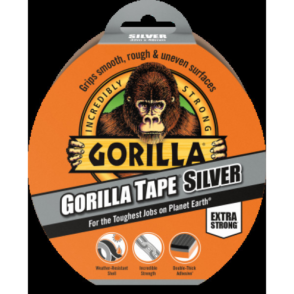 Gorilla Tape Silver 32mx48mm, självhäftande tejp, grå