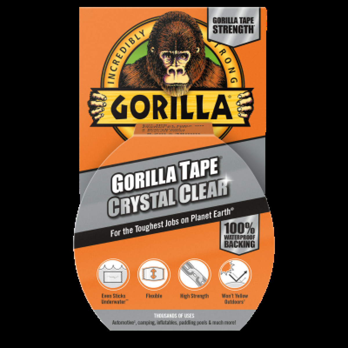 Gorilla Clear Tape 8,2 mx 48 mm, självhäftande tejp, transparent