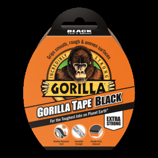 Gorilla Tape Black, självhäftande tejp, svart, 11m x 48mm