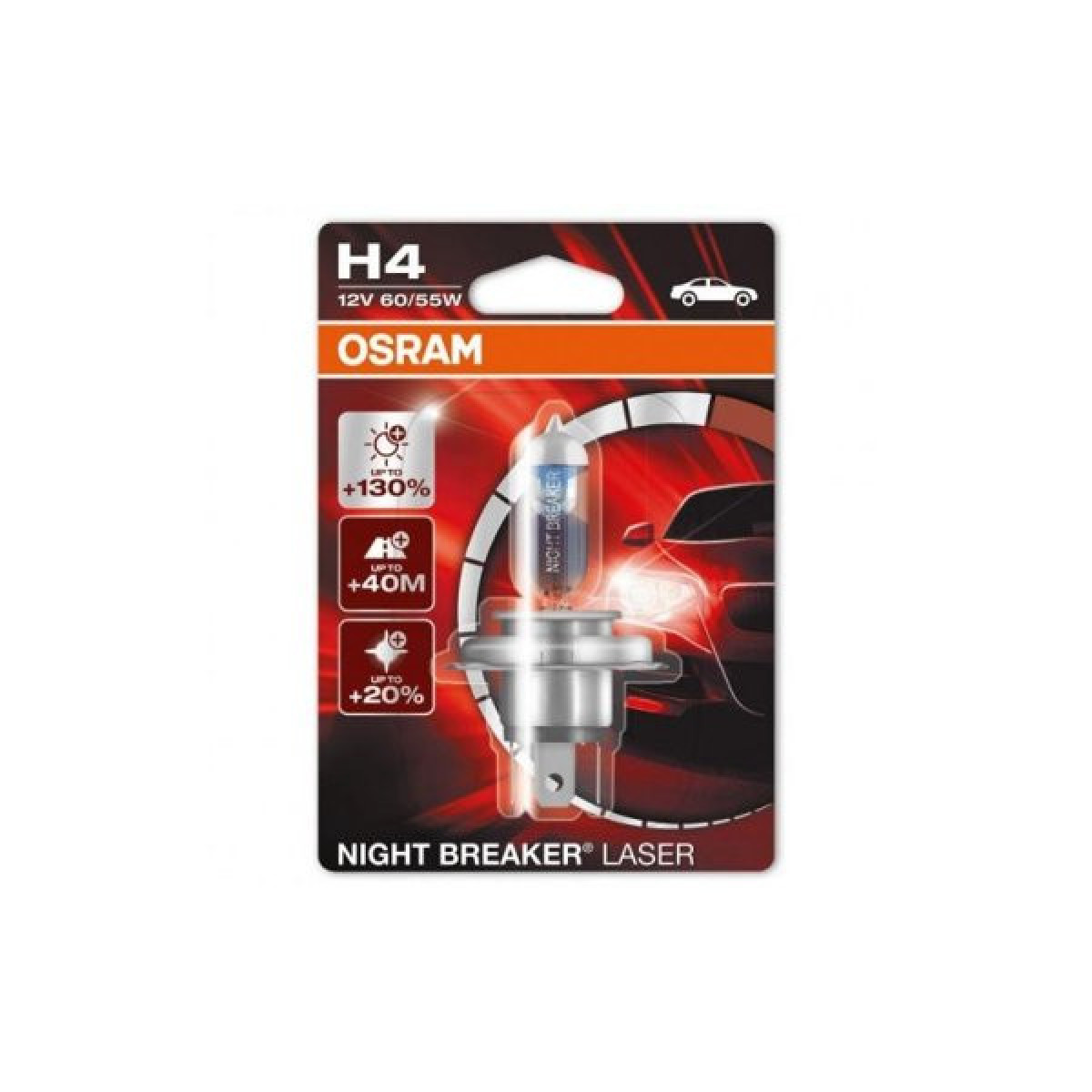 OSRAM Billampa NIGHT BREAKER LASER H4 60/55W 12V P43T, 1 st.