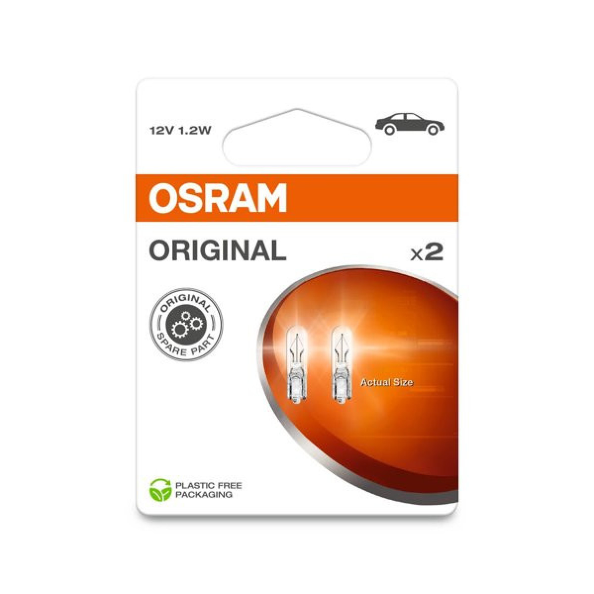 OSRAM Billampor 1,2W 12V W2x4,6D, 2 st