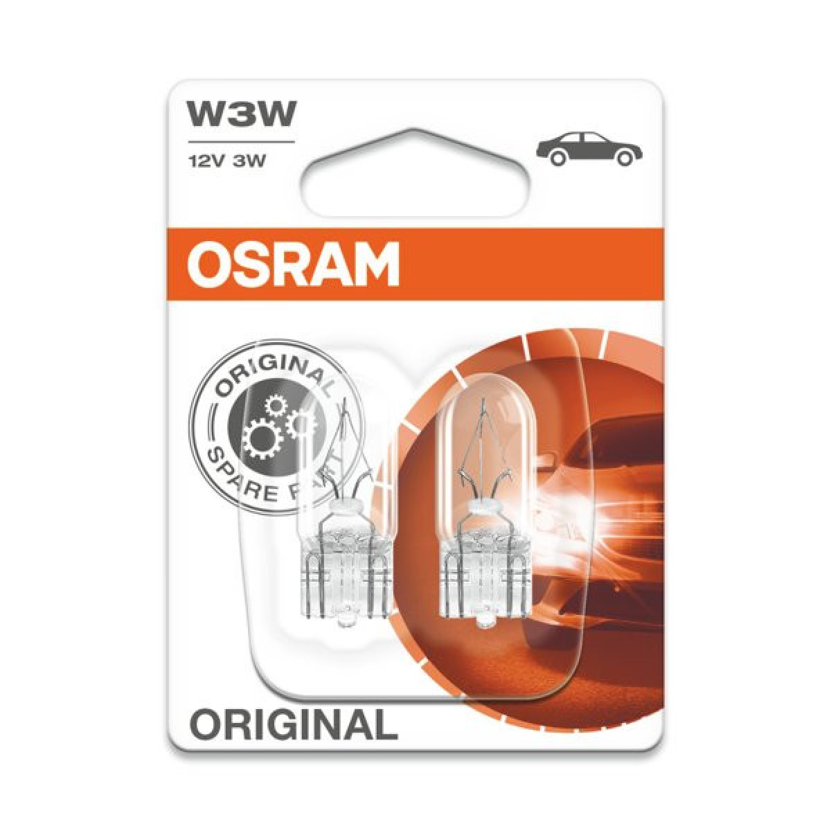 OSRAM W2.1x9.5D, Billampor, 3W 12V, 2 st