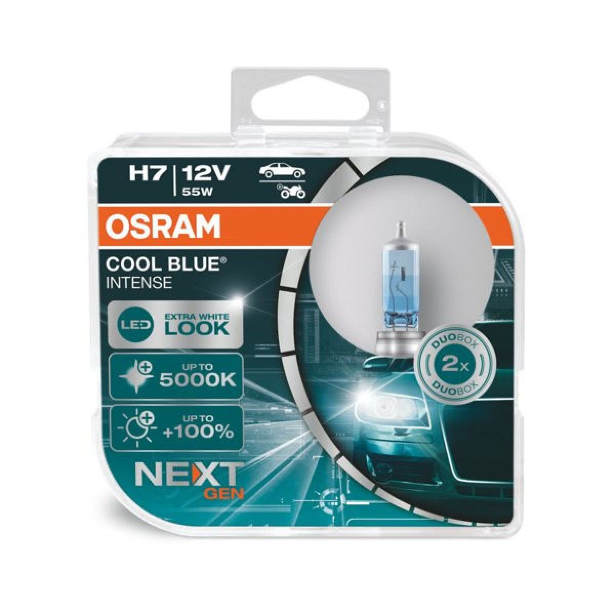 OSRAM Billampor COOL BLUE INTENSE H7 NEXT GEN 5000K 55W 12V PX26D, 2 st