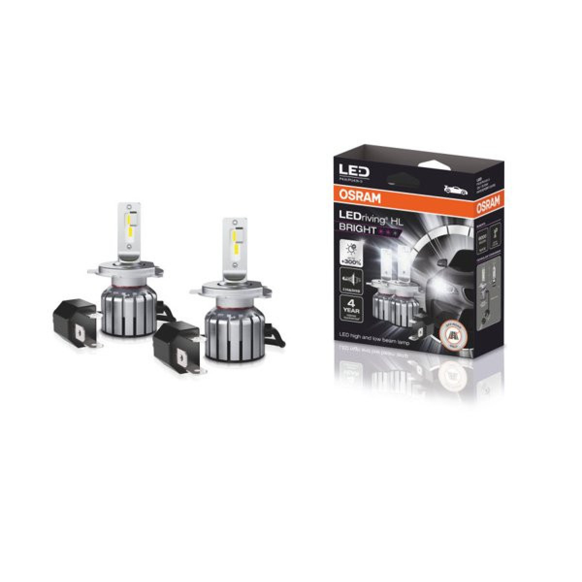 OSRAM LED-billampor H4 15W 12V P43T 4X2, 2 st