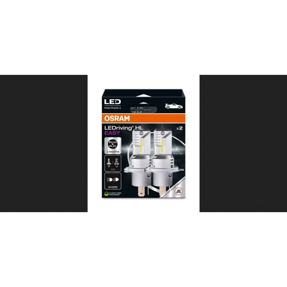 OSRAM LED-billampor H4/H19 12V 1400/1150lm (HB/LB) 6000K, 2 st.