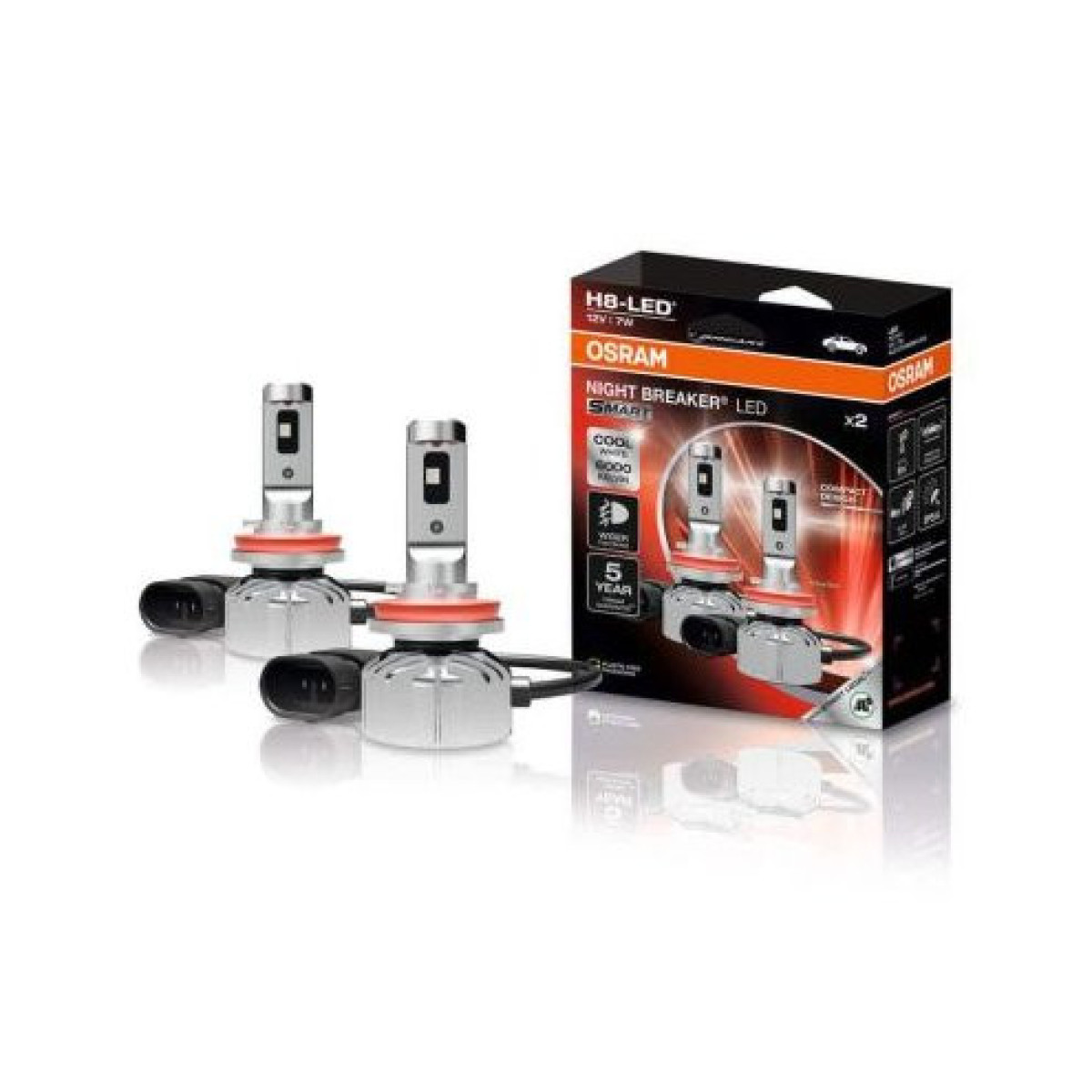 OSRAM billampor NIGHT BREAKER LED H8 Street Legal Smart 7W 6000K, 2 st