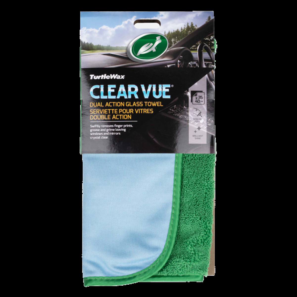 TURTLE WAX Clear vue, Dubbelsidig fönsterputsduk 35 x 40 cm