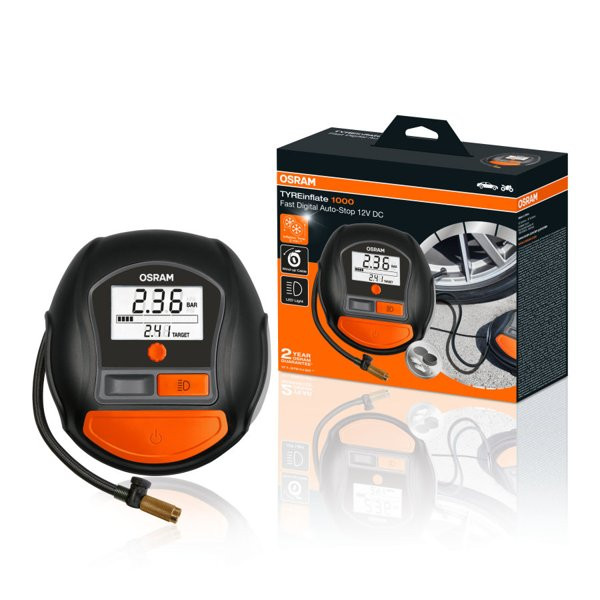 OSRAM TYREinflate 1000, digital luftkompressor, 15A 5,5 bar