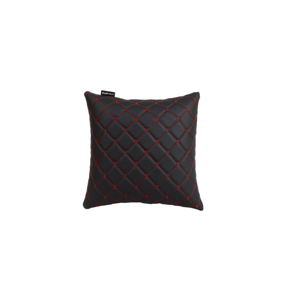 EVAtech ECO Bilkudde 30x30 cm - svart / röda sömmar