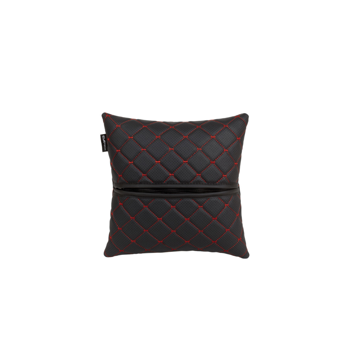 EVAtech ECO Bilkudde 30x30 cm - svart / röda sömmar EVAtech ECO Bilkudde 30x30 cm - svart / röda sömmar