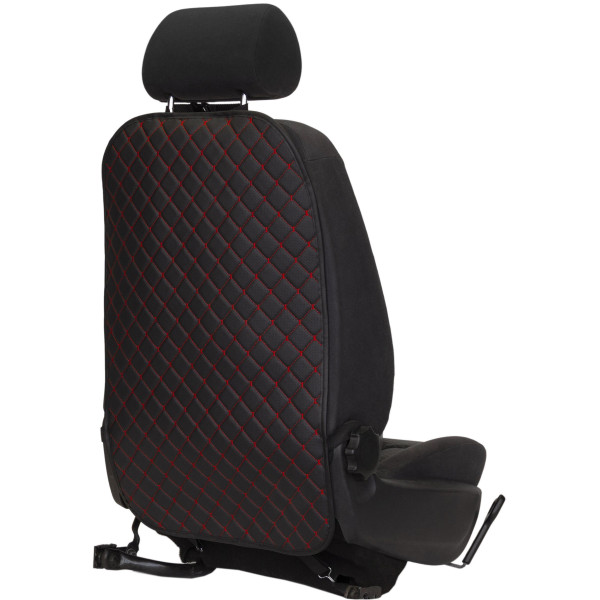 EVAtech ECO Barnsäkerhetsskydd för Bilens Sittbaksida 75x46 cm - svart / svarta kanter / röda sömmar