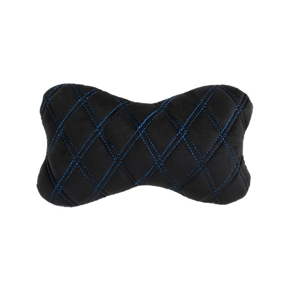 EVAtech Nackkudde för Bil 27x16 cm - svart / blå sömmar