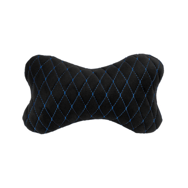 EVAtech Nackkudde för Bil 27x16 cm - svart / blå sömmar