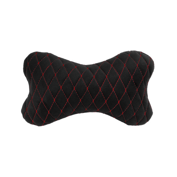 EVAtech Nackkudde för Bil 27x16 cm - svart / röda sömmar