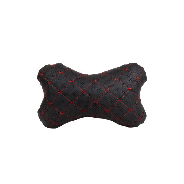 EVAtech ECO Nackkudde för Bil 27x16 cm - svart / röda sömmar