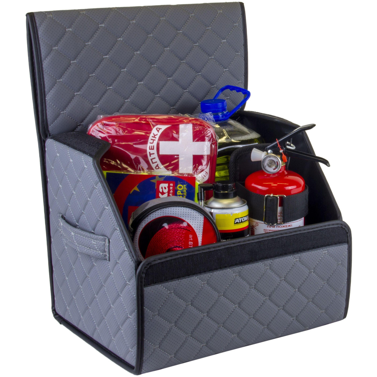 EVAtech Bagageorganisatör ECO S 30x30x35 cm - grå / svarta kanter / grå sömmar / svart inre