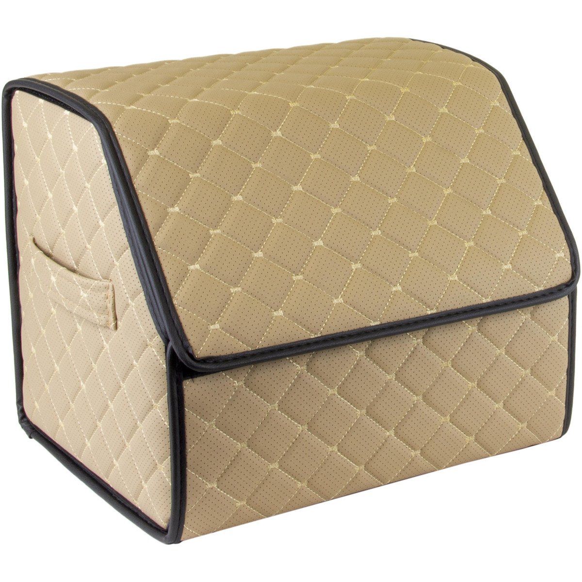 EVAtech Bagageorganisatör ECO S 30x30x35 cm - sandfärgad / svarta kanter / sandfärgade sömmar / rött inre