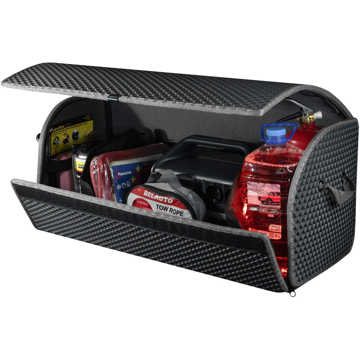 EVAtech Bagageorganisatör PRO L 32x75x30 cm - grå / grå kanter EVAtech Bagageorganisatör PRO L 32x75x30 cm - grå / grå kanter
