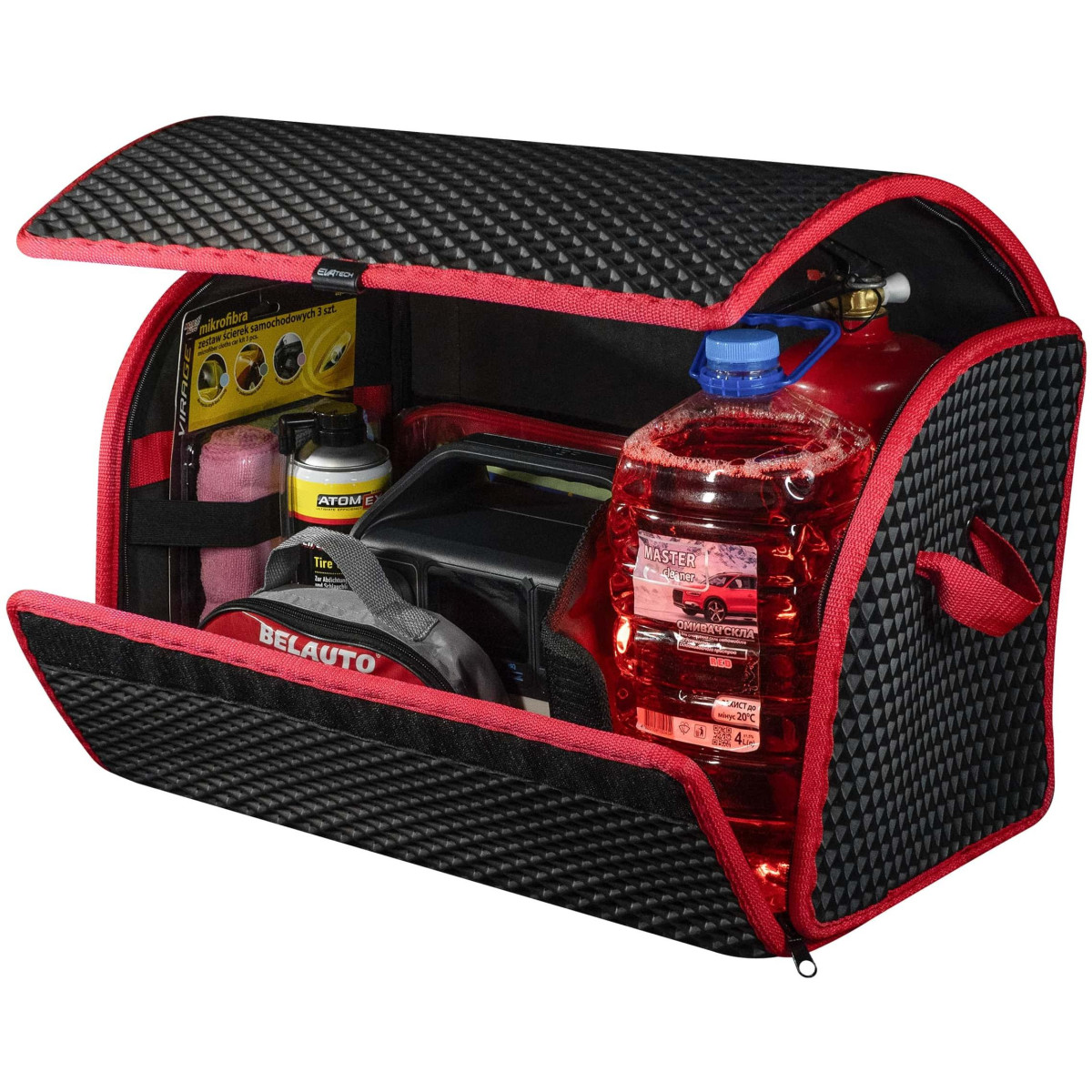 EVAtech Bagageorganisatör PRO M 32x50x30 cm - svart / röda kanter EVAtech Bagageorganisatör PRO M 32x50x30 cm - svart / röda kanter