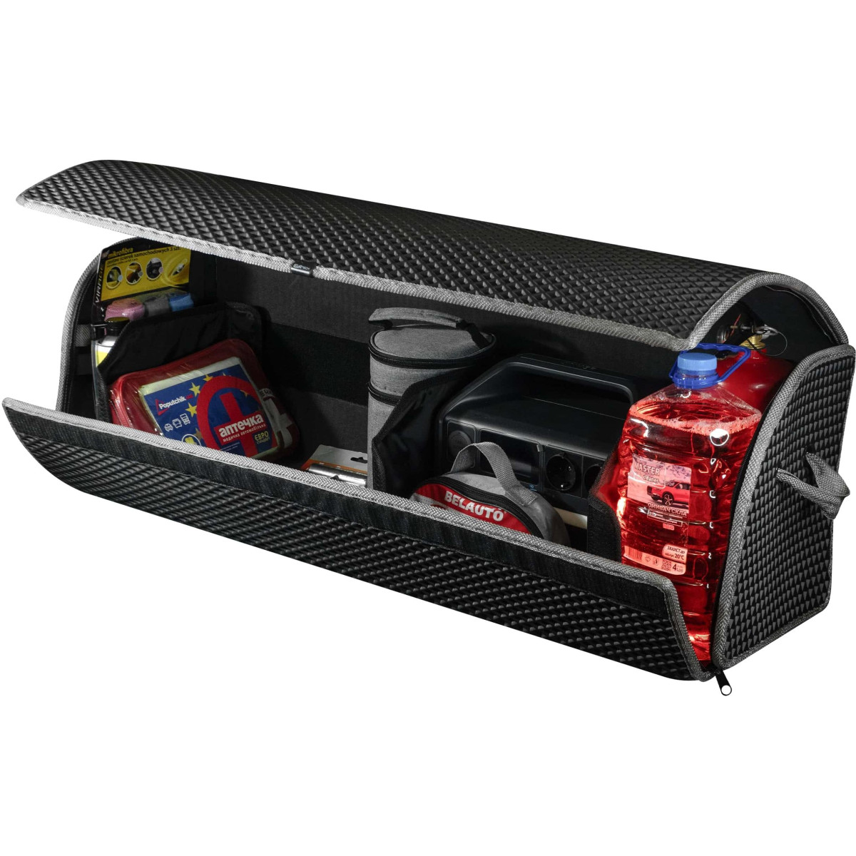 EVAtech Bagageorganisatör PRO XL 32x100x30 cm - svart / grå kanter EVAtech Bagageorganisatör PRO XL 32x100x30 cm - svart / grå kanter