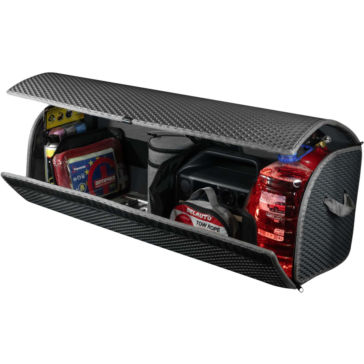 EVAtech Bagageorganisatör PRO XL 32x100x30 cm - grå / röda kanter