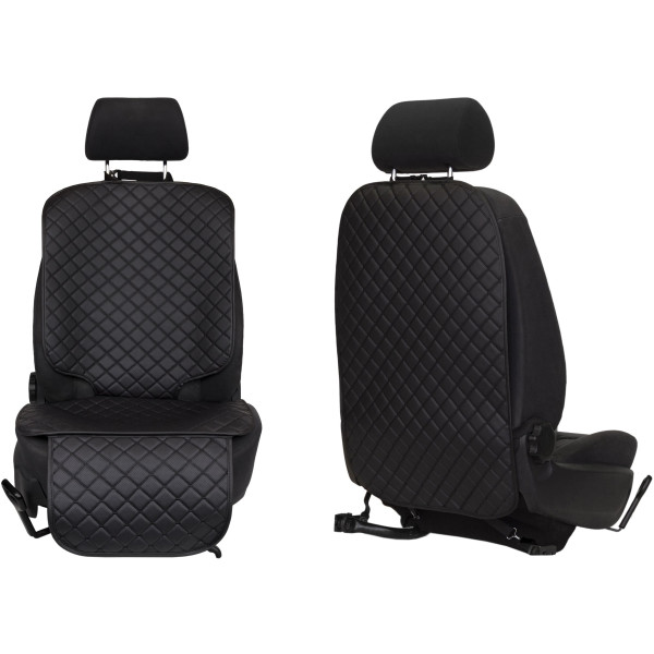 EVAtech ECO Bilbarnstolsskydd Set - svart / svarta kanter / svarta sömmar