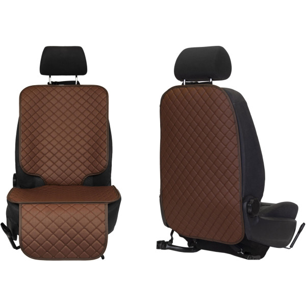 EVAtech ECO Bilbarnstolsskydd Set - brun / bruna kanter / bruna sömmar