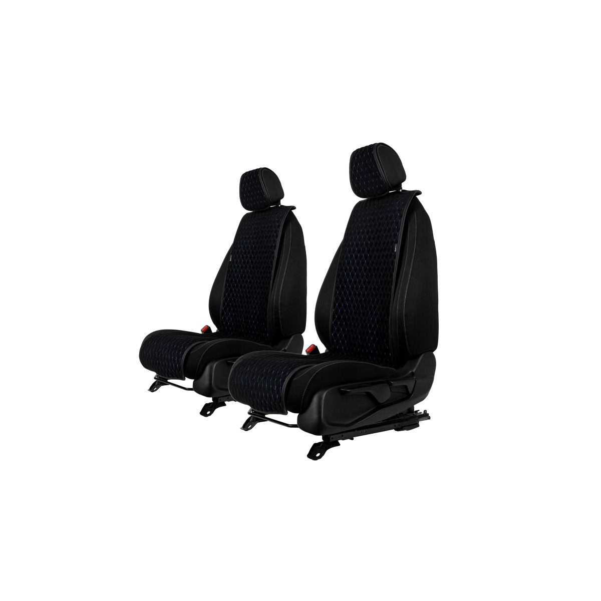 EVAtech Basic Bilsätesskydd, 2 st - svart / svarta kanter / blå sömmar EVAtech Basic Bilsätesskydd, 2 st - svart / svarta kanter / blå sömmar