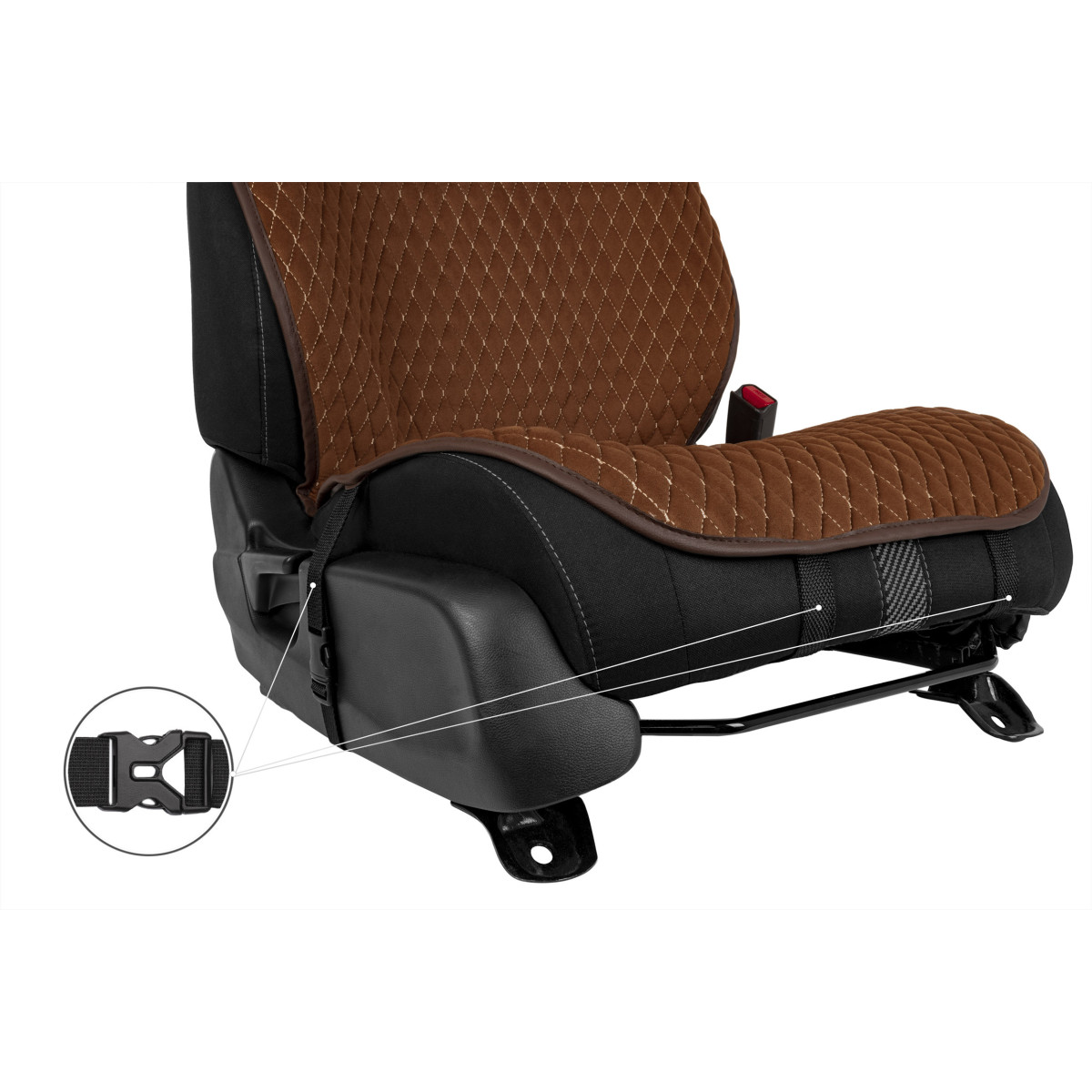 EVAtech PRO Bilsätesskydd, 2 st - brun / bruna kanter / bruna sömmar