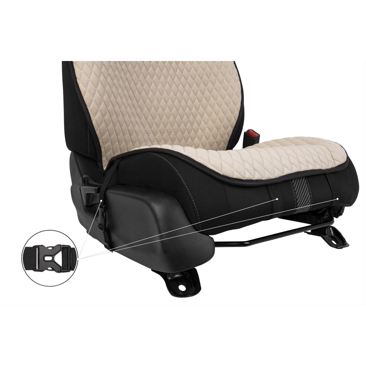 EVAtech PRO Bilsätesskydd, 2 st - sandfärgad / svarta kanter / sandfärgade kanter