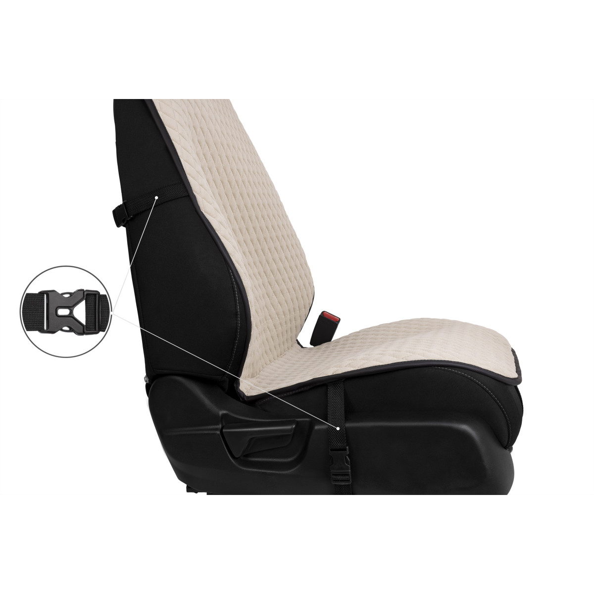 EVAtech PRO Bilsätesskydd, 2 st - sandfärgad / svarta kanter / sandfärgade kanter