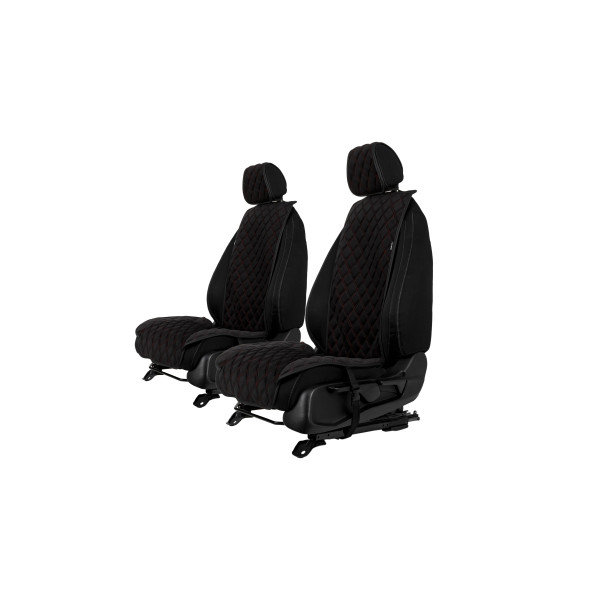 EVAtech Standard Bilsätesskydd, 2 st - svart / svarta kanter / röda sömmar