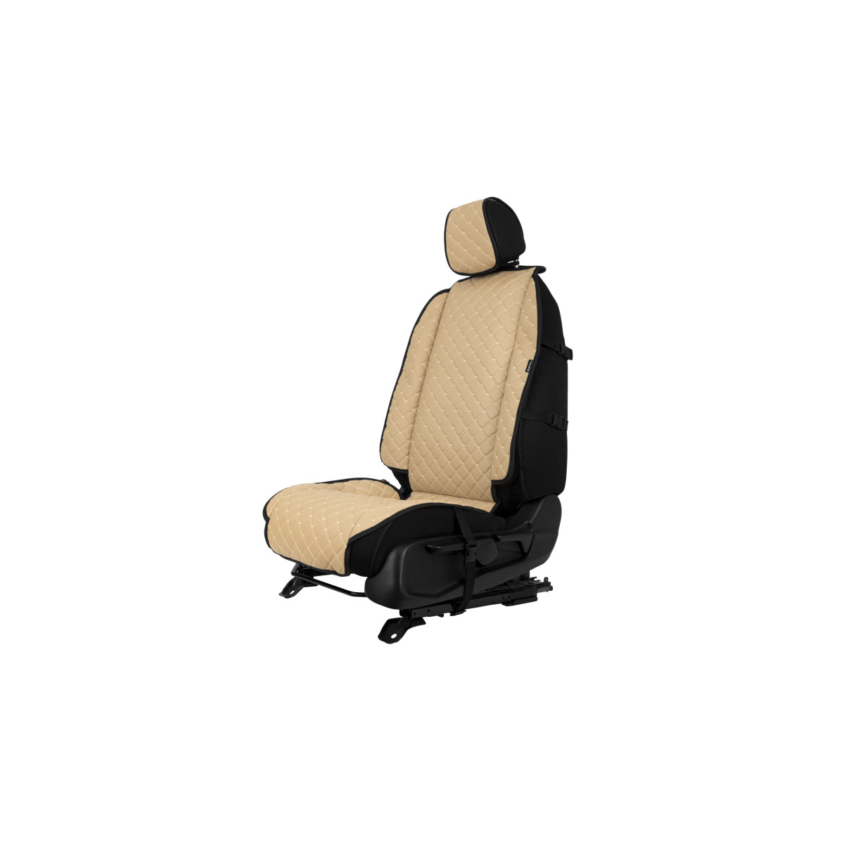 EVAtech ECO Max Bilsätesskydd, 1 st - sandfärgad / svarta kanter / sandfärgade sömmar