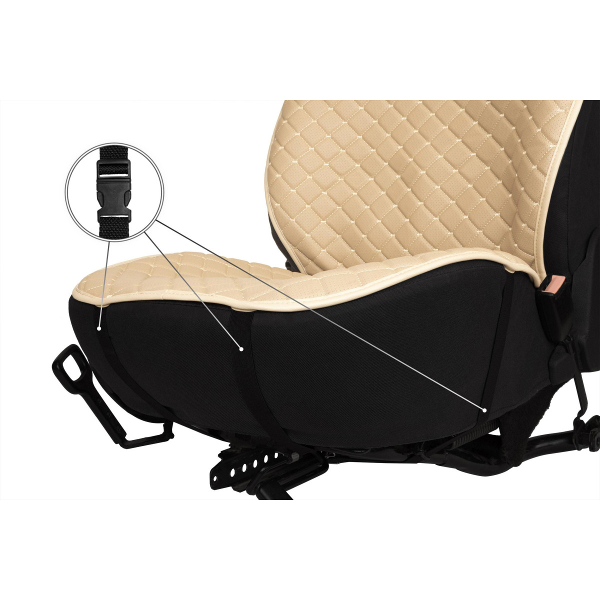 EVAtech ECO PRO bilsätesskydd, 1 st - sandfärgad / sandfärgade kanter / sandfärgade sömmar