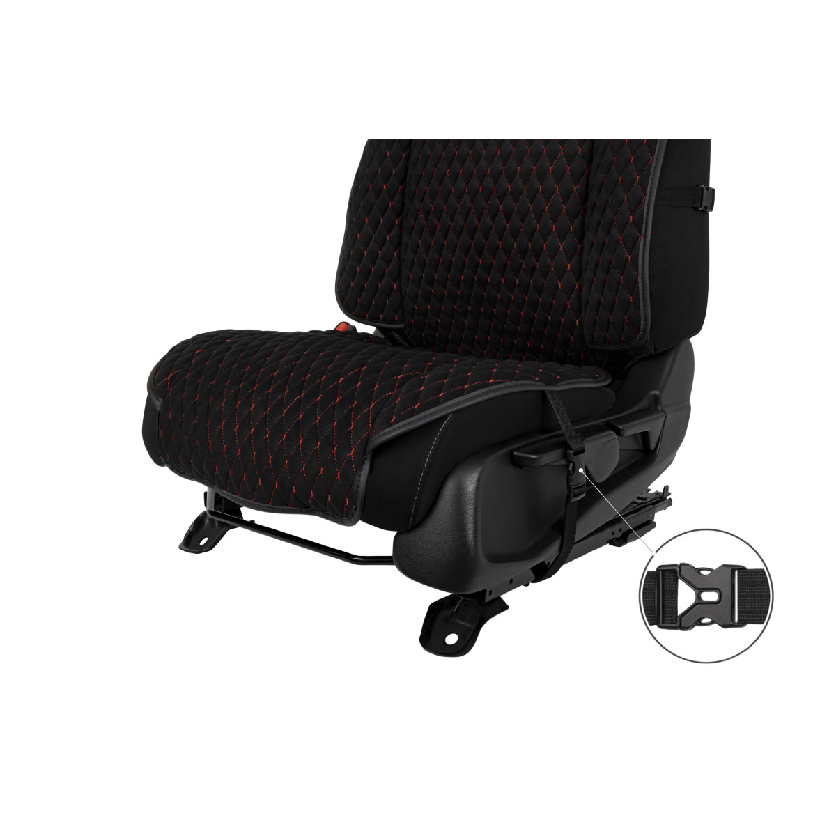 EVAtech Max Bilsätesskydd, 1 st - svart / svarta kanter / röda sömmar EVAtech Max Bilsätesskydd, 1 st - svart / svarta kanter / röda sömmar