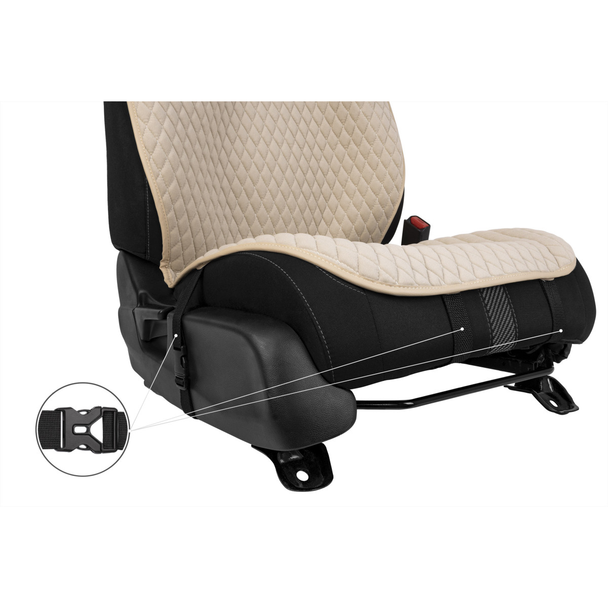 EVAtech PRO Bilsätesskydd, 1 st - sandfärgad / sandfärgade kanter / sandfärgade sömmar