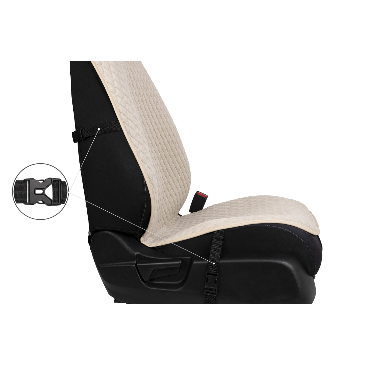 EVAtech PRO Bilsätesskydd, 1 st - sandfärgad / sandfärgade kanter / sandfärgade sömmar