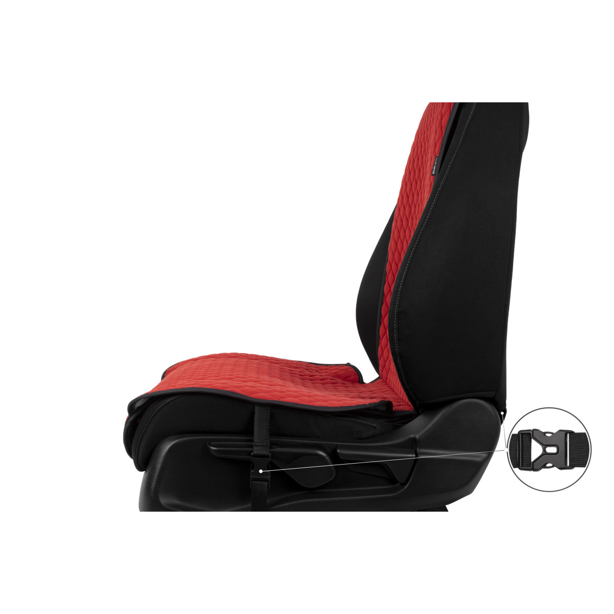 EVAtech Standard Bilsätesskydd, 1 st - röd / svarta kanter / röda sömmar