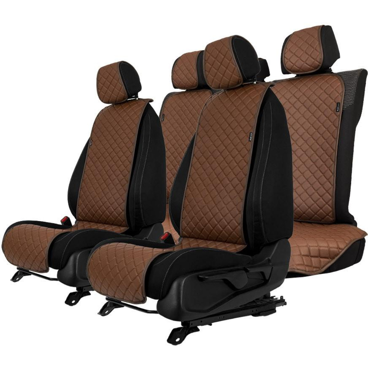 EVAtech ECO Basic Bilsätesskydd, 3 st - brun / bruna kanter / bruna sömmar