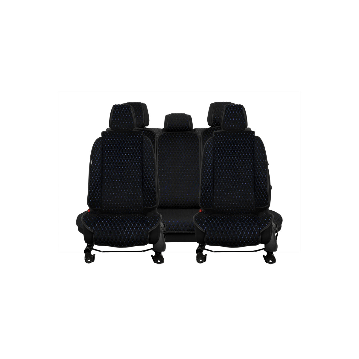 EVAtech Max Bilsätesskydd, 3 st - svart / svarta kanter / blå sömmar