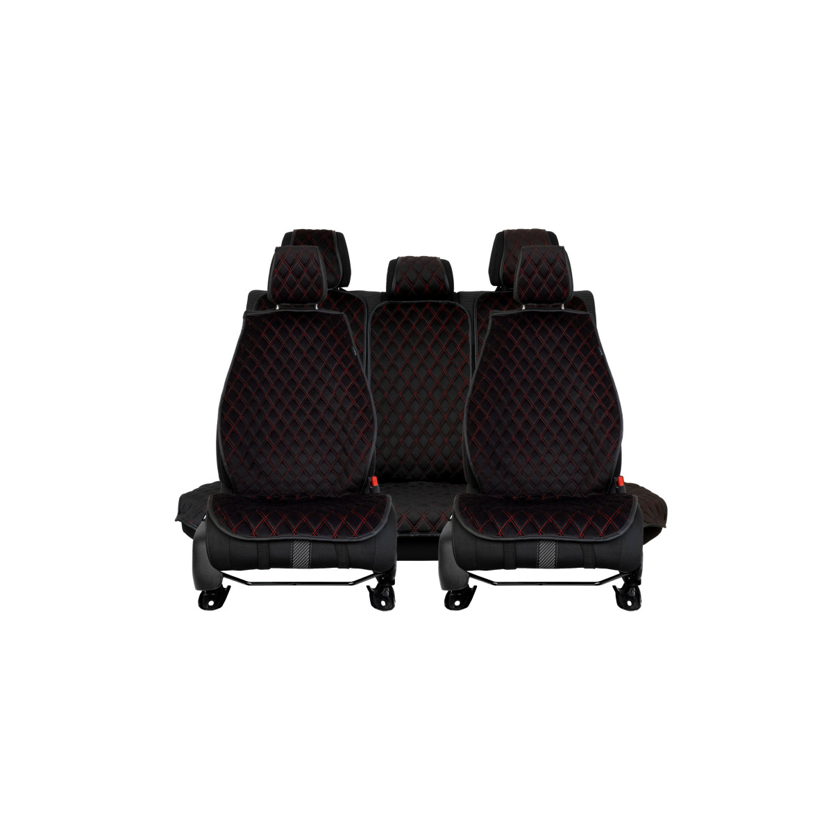 EVAtech PRO Bilsätesskydd, 3 st - svart / svarta kanter / röda sömmar