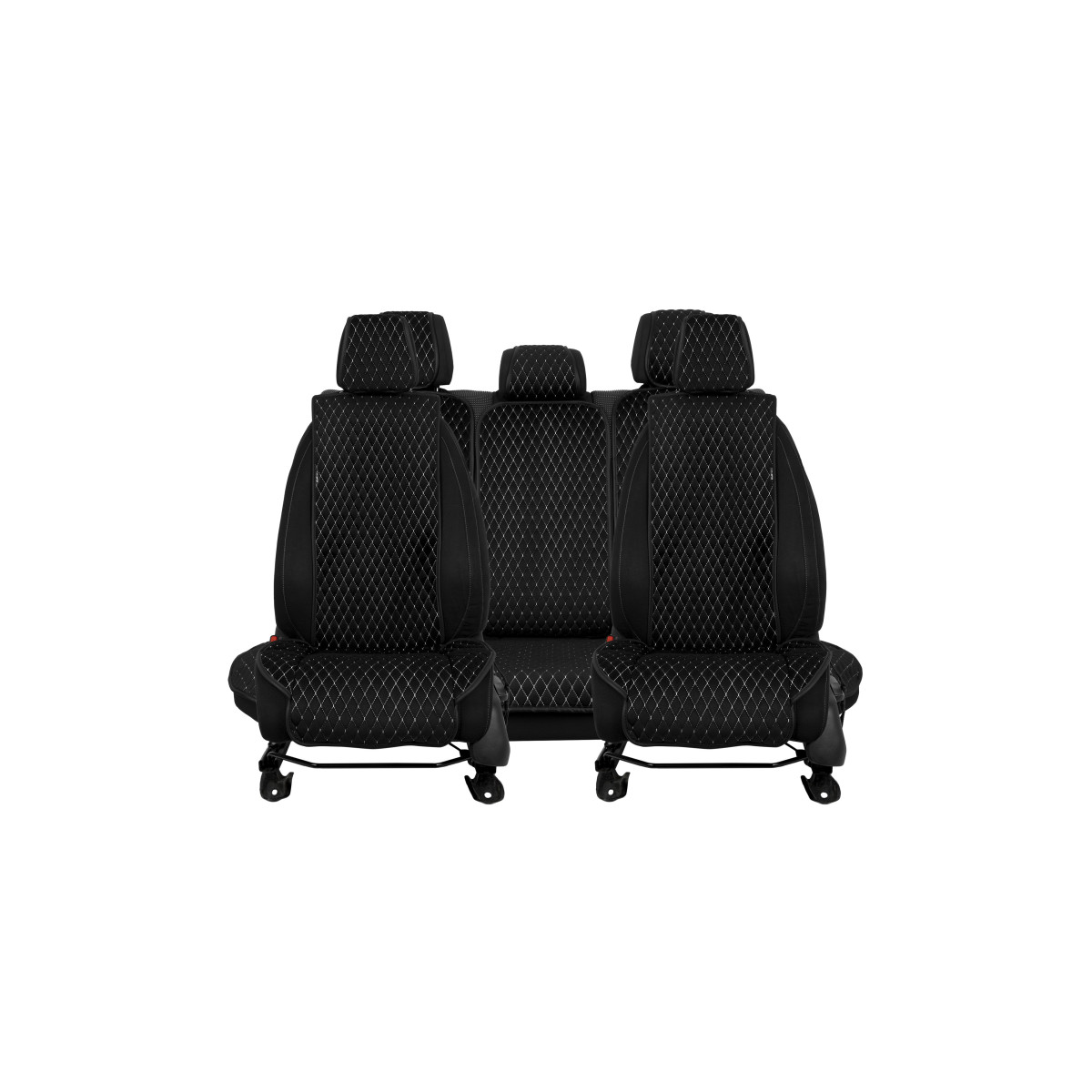 EVAtech Standard Bilsätesskydd, 3 st - svart / svarta kanter / vita sömmar