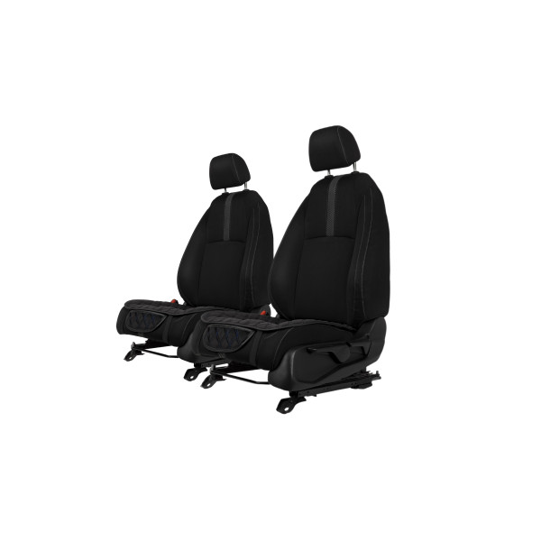 EVAtech Sitsöverdrag, 2 st - svart / svarta kanter / blå sömmar